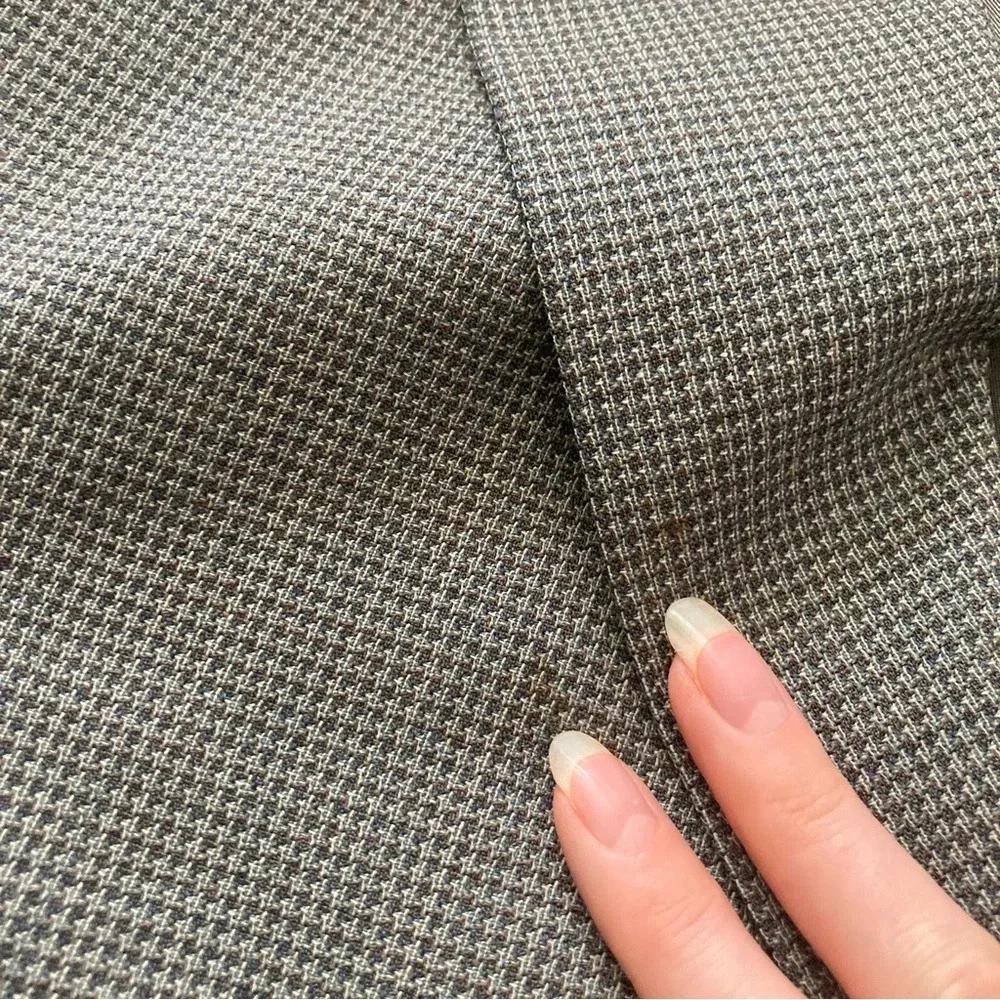 Oscar De La Renta 100% Wool Houndstooth Blazer Size 44 Regular Gray